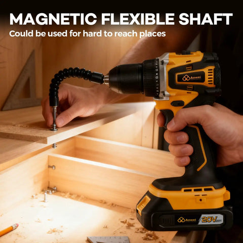 Cordless Drill Set and Driver Kit With 20V Power, Dual 2Ah Batteries, Charger, 40N Torque, 20+1 Clutch Settings, 3 8-Inch Chuck
