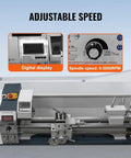Digital display and speed dial on Mini Metal Lathe 8.7 X 23.6 Inch, 1100W Counter Face Turning Machine With Infinitely Variable Speed