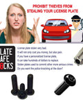 Anti Theft Black License Plate Screws Set For Cars Locking Bolts in M6 Stainless Steel, focusing on security features against theft.