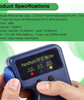 Handheld RFID Writer displaying specifications, part of 125kHz RFID Copier and Writer for T5577 EM4305 Handy Duplicator and Pocket Reader.
