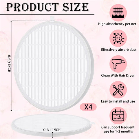 4 Pack Nail Dust Collector Filters Reusable Replacement Filters For Nail Machines No Spillin Ø6.69 in diameter
