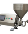 Straight Up Heavy Duty Single Head Liquid and Paste Bottle Filling Machine Built for Zero Sweat Operations With a Rock Solid Pneumatic Gear Pump and 20mm Nozzle for Honey Jam Syrup Drinks, stainless steel design, touch screen control.