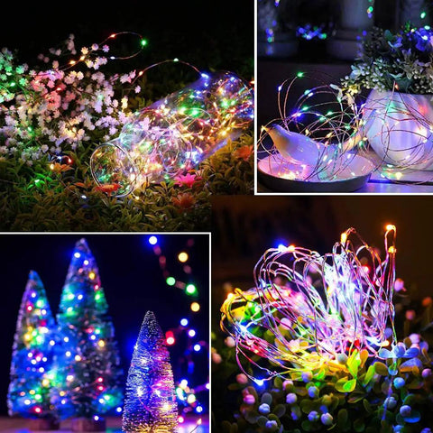 Outdoor Solar Christmas String Lights Two Pack 240 LED Copper Wire 80Ft Total Waterproof Garden Decor With 8 Modes Colorful Twinkling Lighting for porch, deck, patio setup.