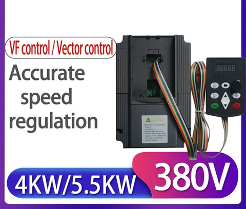 380V Three Phase Variable Frequency Drive Inverter For Motors No Fuss Speed Controller 0.75kW To 7.5kW Range Adjustable 0 To 400Hz 50/60Hz Industrial VFD With Overload Protection, 4kW/5.5kW unit with keypad
