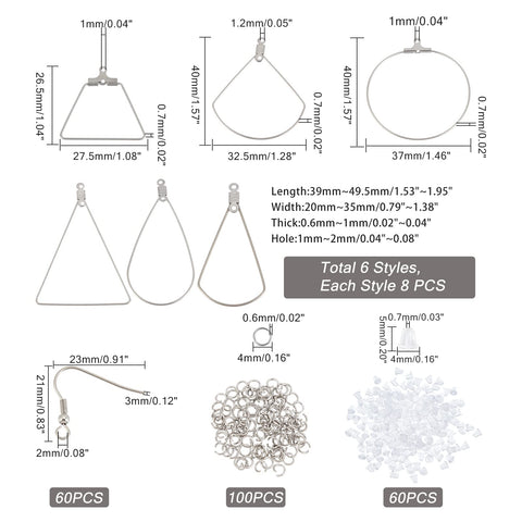 48 Piece Earring Making Kit With Stainless Steel Wire And All The Hoop Findings Hooks Jump Rings Ear Nuts For DIY Jewelry