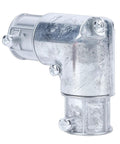 Rock Solid 3/4 Inch EMT Conduit Fitting Inside Corner Pull Elbow 90 Degree Bend shown in robust zinc material for secure mounting.