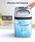 Nugget Ice Maker Countertop With Self Cleaning Delivers 44 Lbs In 24 Hours Of Chewable Nugget Ice, self-cleaning feature display.