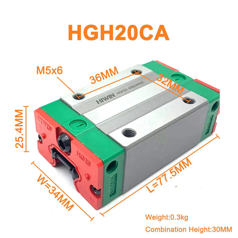 Rock Solid Linear Guide Rail System With Carriage Block HGH20CA HGR20 HGW20CC And HGW20HC For Smooth Motion, Four Way Equal Load, Ultra Precise CNC Automation Rail And Guideway Kit, HGH20CA block
