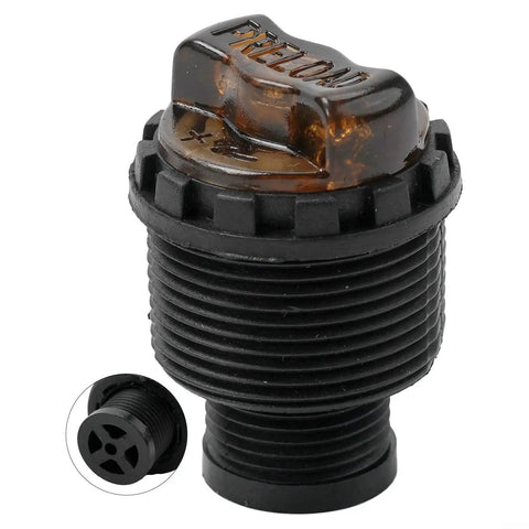 Front Fork Damper Rod Preload Adjustment Knob for Bikes with Three Diameter Options showing textured grip and clear plastic top
