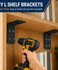 Heavy Duty 3x3 Galvanized L Brackets Built Like A Tank Dead Nuts Tight 90 Degree Corner Supports Thick Gauge Steel Angle Irons For Woodworking And Deck Projects Pack Of 8, installed on shelving unit
