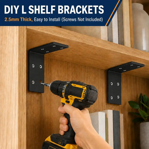 Heavy Duty 3x3 Galvanized L Brackets Built Like A Tank Dead Nuts Tight 90 Degree Corner Supports Thick Gauge Steel Angle Irons For Woodworking And Deck Projects Pack Of 8, installed on shelving unit