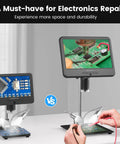 10.1 Inch LCD Digital Microscope For Soldering And Coin Inspection With 1080P Video And 12MP Photos, IPS Display, Wide Field Of View, Macro Magnification, Easy USB HD Output, Dope Tool For Electronics Tinkerers showing PCB repair