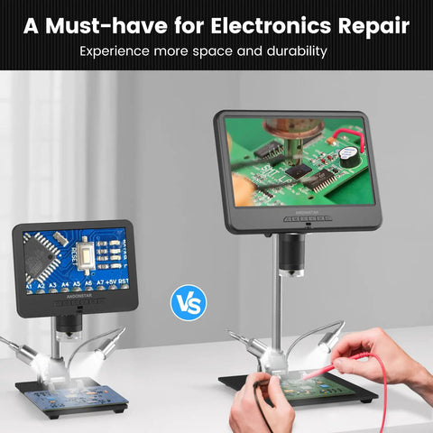 10.1 Inch LCD Digital Microscope For Soldering And Coin Inspection With 1080P Video And 12MP Photos, IPS Display, Wide Field Of View, Macro Magnification, Easy USB HD Output, Dope Tool For Electronics Tinkerers showing PCB repair