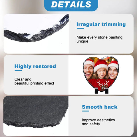 Blank Sublimation Heart Slate Set Four Pieces 5.9 By 5.9 Inches With Black Stands showing detailed edges and print quality