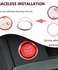Audi Push Start Button Cover With Aluminum Ring Metal Start Button Trim installation guide and adhesive backing details
