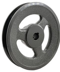 Heavy Duty Five Eighths Inch Bore Single Groove V Belt Pulley With Five Point Seven Five Inch Outer Diameter Cast Iron Motor Pulley For A AX B BX Four L Five L V Belts BK6058 Durable Cast Iron Construction Provides Long Lasting Durability, side view