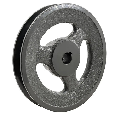 Heavy Duty Five Eighths Inch Bore Single Groove V Belt Pulley With Five Point Seven Five Inch Outer Diameter Cast Iron Motor Pulley For A AX B BX Four L Five L V Belts BK6058 Durable Cast Iron Construction Provides Long Lasting Durability, side view