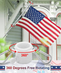Patriotic Flag Pole Kit With 3x5 American Flag 5Ft Heavy Duty Tangle Free Pole Embroidered US Flag Aluminum Mount Bracket