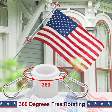 Patriotic Flag Pole Kit With 3x5 American Flag 5Ft Heavy Duty Tangle Free Pole Embroidered US Flag Aluminum Mount Bracket