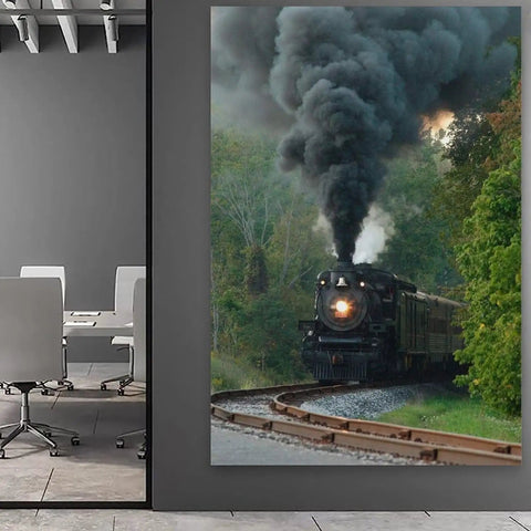 Locomotive Train Wall Art Canvas Poster Dope Vintage Steam Engine Railroad Print For Living Room And Bedroom Decor Modern Frame Style 8x12 Inch 20x30 Cm