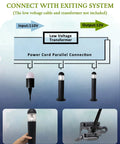 Diagram showing power connection for 12V LED Landscape Pathway Lights 6 Pack Low Voltage Bollard Style Walkway Driveway Lighting