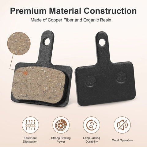 Two Pairs Semi-Metallic Bike Brake Pads For Disc Brakes, Quiet Yet Beefy Stopping Power On Mountain And E-Bikes, Copper Fiber Resin Blend