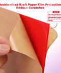 Front view of red acrylic sheet, 12x12 in, 3 mm thick, 10-pack, protective paper being peeled