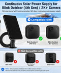 Premium 5 Watt Solar Panel Set To Keep Outdoor Cameras Never Running Dry Featuring Hefty IP65 Rain Proof Housing And Extended Wiring for Blink Outdoor Camera compatibility.