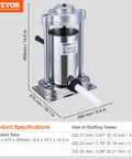 Manual Sausage Stuffer 2 L 5 Lbs Vertical Sausage Machine With G Type Clamp Food Grade 304 Stainless Steel Barrel