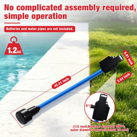 Portable Cordless Stick Water Transfer Pump For Heavy Duty Fluid Moving and Tank Draining with 43.31 inch length for easy operation.