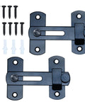 2 Pack 180 Degree Flip Sliding Barn Door Lock Set For Privacy And Security with screws, forged steel, powder-coated finish