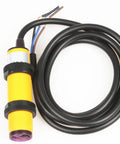 E3F DS30P2 Proximity Switch Photoelectric Sensor With 30 cm Adjustable Detection Distance, yellow casing, black cable, three wire PNP NC