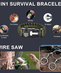 6 in 1 survival bracelet with compass, whistle, fire starter, and wire saw from 30 In 1 Survival Kit For Adventurers Gear Up Emergency Outdoor Essentials Camping Fishing Hunting Hiking Travel Ready For Any Trip Gift Idea For Men And Women Cool Outdoor Gadgets All In One Survival Set.