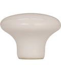 Crisp White Ceramic Round Cabinet Knob with smooth finish, 1-1/2 inch size, ideal for vintage kitchen cabinetry.