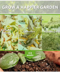 Image of kitchen waste, leftovers, and garden garbage next to growing plants to promote 80 Gallon Outdoor Tumbling Compost Bin use.