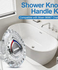 Shower Knob Replacement Kit For Chateau Trim showing chrome knob with bath, fits 1225 cartridge, durable plastic, easy install