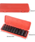 Rock Solid 10pc Deep Impact Socket Set For Cars And Gear Heads, Made From Top Tier Chrome Vanadium Steel Tough As Nails For Quick Repairs On Any Vehicle Or Heavy Duty Job At The Shop, 10-piece case
