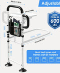 Heavy Duty Bed Rail For Elderly Safety With Dual Handles, Adjustable To 600 Lbs, Non Slip Waterproof Foam Grip