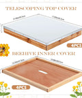 Telescoping Hive Covers And Beehive Inner Covers For 10 Frame Beehives, top and inner covers dimensions and materials shown.