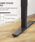 Crush Your Daily Desk Routine With This Height Adjustable Standing Desk Featuring Dual Motors Heavy Duty 3 Stage Lift showing adjustable leg design.