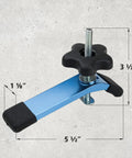 Table Saw Sled Kit With 17 Inch Predrilled Miter Bar, 5.5 Inch Hold Down Clamp, detailed view of clamp dimensions