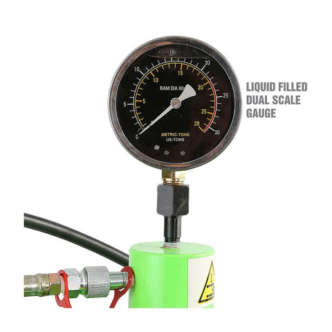 Liquid filled dual scale gauge for Air Hydraulic Shop Press 20 Ton With Dual Speed Pump Bearing And Metal Pressing Floor Model