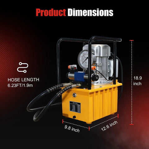 Electric Hydraulic Pump Double Acting 8.4 Quart 2.1 Gallon Power Pack Workhorse With Solenoid Valve 8L Cylinder Portable Pump For Punching Bending And Jacking Up To 10000 PSI 750W 110V