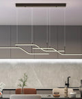 Dope Three Color Dimmable LED Pendant Light With Remote 45W Modern Chandelier in kitchen with geometric black linear wave design
