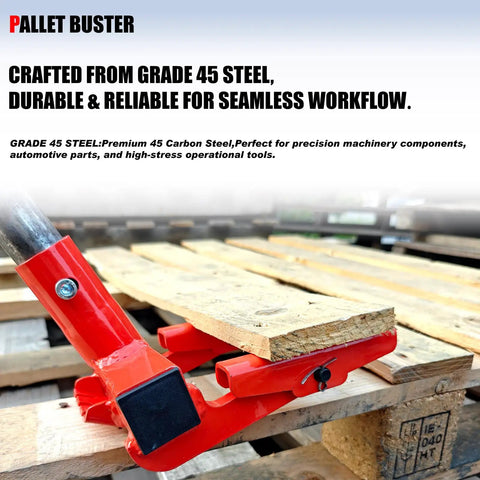 Pallet Buster Tool Head Only No Handle With Nail Remover And Locking Screw For Quick Pipe Handle Attachment Fits 1 Inch Nominal Diameter Pipe Deck Board And Pallet Friendly Pry Bar Replacement, orange steel on pallet