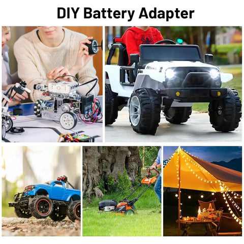 Milwaukee 18V Battery Power Wheel Adapter Kit Two Pack for DIY RC Cars and Hobby Projects with Switch and Fuse Holder