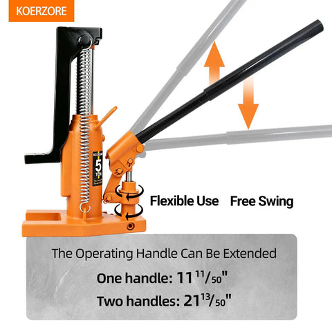 Koerzore 2.5 Ton Toe Jack And 5 Ton Top Hydraulic Floor Jack Heavy Duty Bottle Lift Tool showing extendable operating handle.