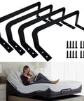 Heavy Duty Mattress Retainer Bars Four Pack, matte black steel brackets with screws for adjustable platform use.