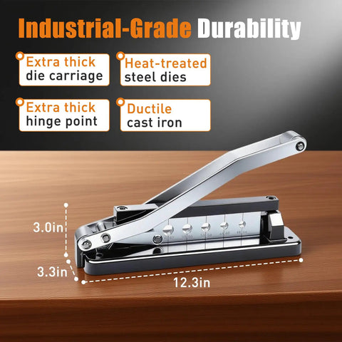 Beefed-Up Bench Hose Crimper Kit With Five Dies And 100 Ferrules For 1/4, 5/16, 3/8 Inch Hoses Pro Grade For Rubber, PVC And Air Hoses