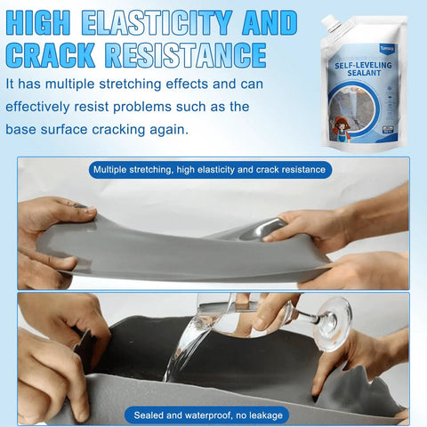 Self Leveling Concrete Crack Filler And Caulking Adhesive For Driveways, Quick Drying Sealant That Penetrates Deep Cracks, Grey 1 Pack displayed with high elasticity and crack resistance.